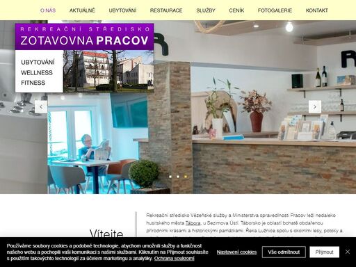 zotavovna pracov leží nedaleko husitského města tábora, u sezimova ústí. nabízíme široké spektrum služeb - wellness klub, spa lázně, různé druhy masáží, sportovní aktivity či velký krytý bazén. samozřejmostí je kvalitní ubytování a restaurace.