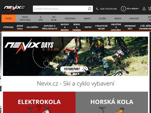 nevix.cz nabízí širokou nabídku kvalitních kol a lyží, sportovního oblečení a příslušenství pro bezpečné a pohodlné lyžování a cyklistiku.