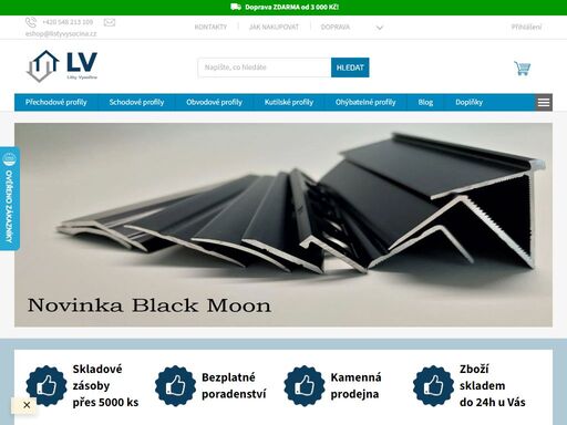 homepage. centrum lišt lv lišty vysočina


snažíme se, abychom nabídli co nejširší a nejpřehlednější výběr přechodových, schodových i obvodových lišt.
zboží si můžete nechat zaslat z pohodlí domova na vaši adresu zdarma při nákupu nad 3000 ,- kč. 
zboží které máme skladem na výdejním místě v brně je ihned k…