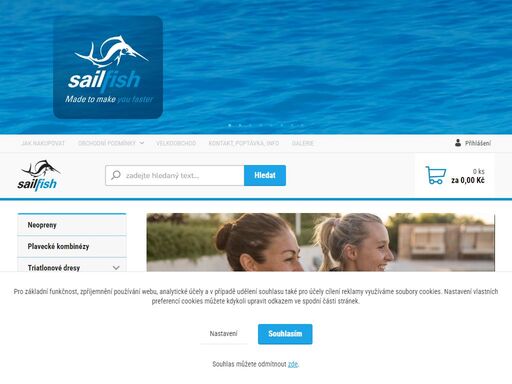 sailfish e-shop s triatlonovými neopreny, plaveckými kombinézami, dresy a pomůckami na triatlon 