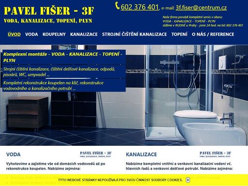 fišer - 3f - instalatérství - voda, koupelny, strojní čištění kanalizace, topení, plyn - praha, beroun, rudná