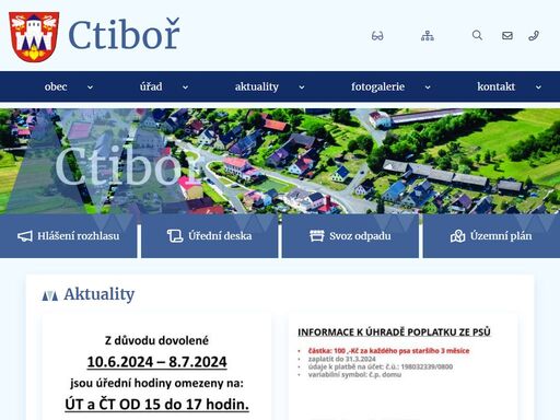 oficiální stránky obce ctiboř