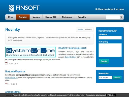 softwarová společnost finsoft - nabízíme řešení pro řízení líniové výroby, sběr dat z výroby a edi komunikaci