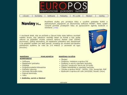 europos - pokladní systémy, počítače, sítě, školení, výroba www stránek