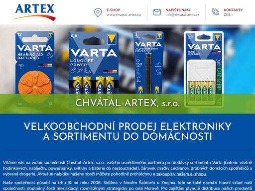 firma  chvátal-artex, s.r.o. z nového šaldorfu u znojma se zabývá prodejem elektroniky a domácího sortimentu, zejména sortimentu značky varta.