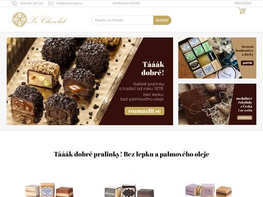 e-shop s kvalitní čokoládou, pralinkami a luxusními čokodárky. vybíráme nejlepší čokolády od malovýrobců. balíme dárkové balíčky plné radosti. už přes 10 let.