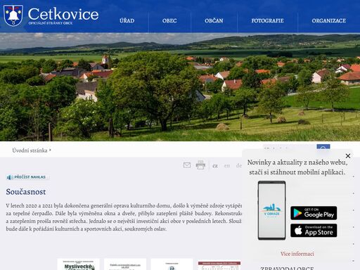 oficiální stránky obce cetkovice