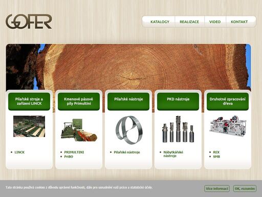 gofer - kmenová pásová pila, pilařské nástroje, pilařské technologie, servis pk, primultini, linck, cruing, mfls forezienne