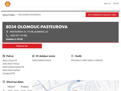 8034 olomouc-pasteurova je čerpací stanice v oblasti olomouc. tato stanice zahrnuje obchod, myčka a toalety.