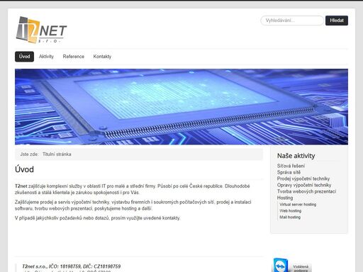 oficiální web společnosti t2net s.r.o.