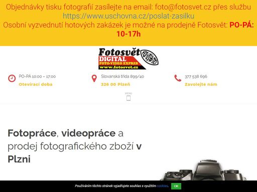 hledáte rychlý tisk fotek? provádíme profesionální fotopráce a videopráce na naší prodejně. navštivte nás a kontaktujte fotosvět plzeň.