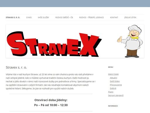 stravex s. r. o. nabízí komplexní zajištění stravovacích služeb pro malé a velké společnosti, závodní kuchyni, veřejnou jídelnu a rozvoz obědů