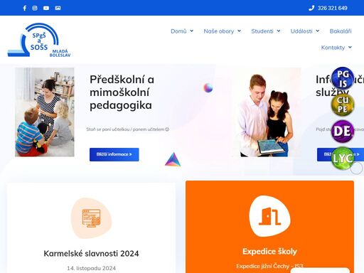 spgš a sošs mladá boleslav, předškolní a mimoškolní pedagogika, informační služby, mediální tvorba, cestovní ruch, aranžér, designér, cukrář, pekař