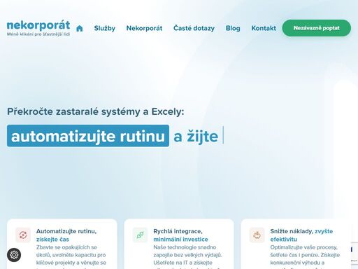 nekorporát přináší revoluci do firemních procesů. chytrá řešení pro podniky, e-shopy, sklady, obce, školy. zbavte se zbytečného klikání a soustřeďte se na růst.