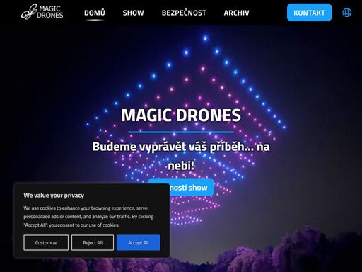 naše společnost magic drones, s.r.o. je první v čr a sr s vlastní flotilou světelných dronů
