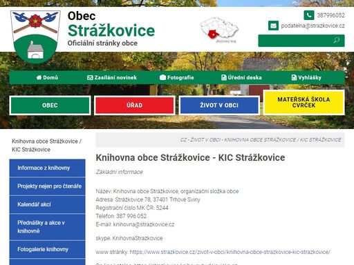www.strazkovice.cz/zivot-v-obci/knihovna-obce-strazkovice-kic-strazkovice