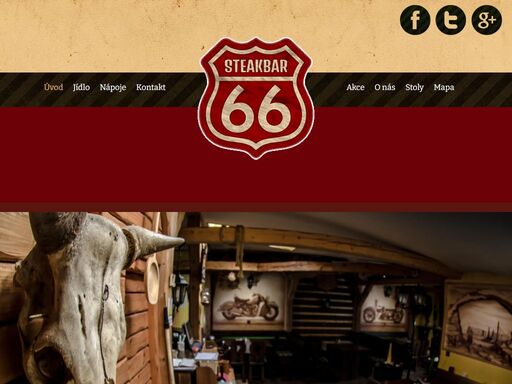 vítejte na stránkách restaurace a baru „steakbar 66“ most. útulná restaurace v příjemném a klidném prostředí nabízí minutkové speciality a zaměřuje se zejména na steak (stejk) připravený z různých druhů mas. 