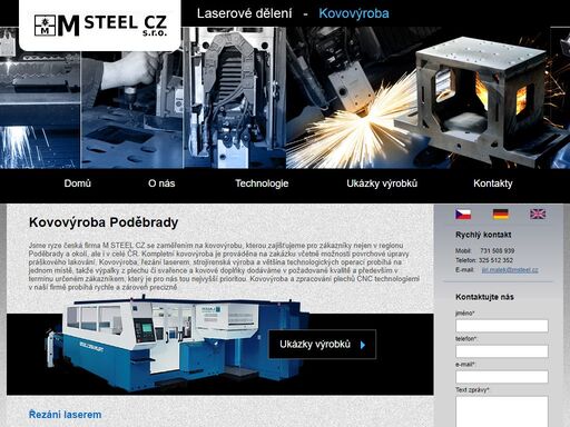kovovýroba, řezání laserem, cnc obrábění, strojírenská výroba a výpalky z plechu - to vše zajišťuje firma m steel cz s.r.o. poděbrady.