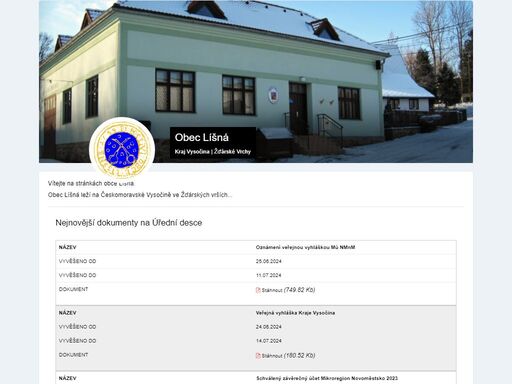 oficiální stránky obce líšná - kraj vysočina