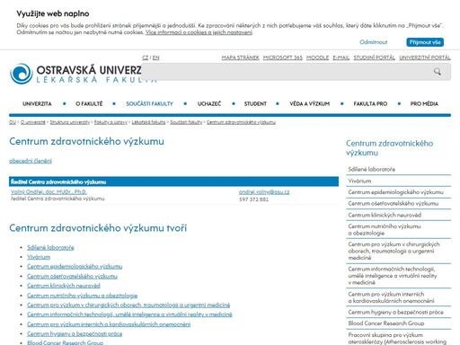 centrum zdravotnického výzkumu - oficiální internetové stránky ostravské univerzity.
