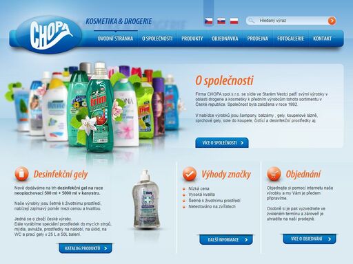 chopa spol.s.r.o. se sídlem ve starém vestci patří svými výrobky v oblasti drogerie a kosmetiky k předním a stabilním výrobcům tohoto sortimentu v české republice.