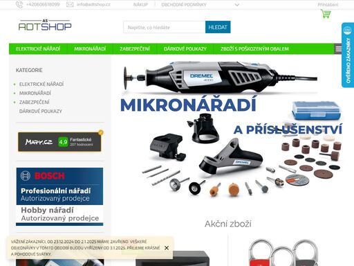 adt shop, prodejce výrobků značek bosch - elektrické nářadí, dremel, assa abloy