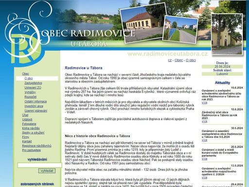 oficiální webové stránky obce radimovice u tábora