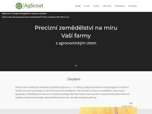 vítáme vás na webových stránkách společnosti agscout s. r. o., která se zabývá inovativními technologiemi v rostlinné výrobě. pro tyto technologie se vžil