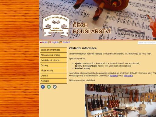 mistr houslař vladimír čech. výroba a opravy mistrovských, koncertních a školních houslí a dalších smyčcových nástrojů (viola, violoncello, kontrabas).