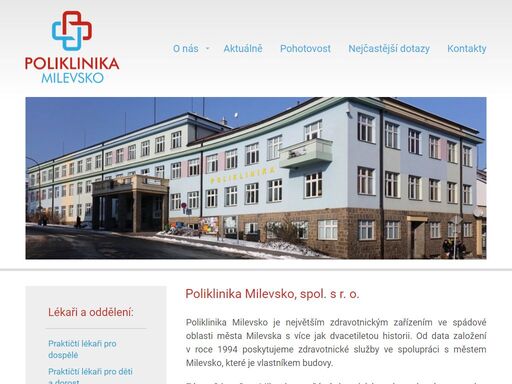 poliklinika milevsko je největším zdravotnickým zařízením ve spádové oblasti města milevska s více jak dvacetiletou historii. od data založení v roce 1994 poskytujeme zdravotnické služby ve spolupráci s městem milevsko, které je vlastníkem budovy.