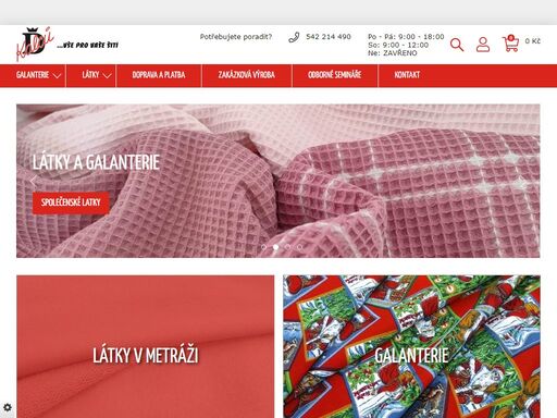 máme obrovský výběr zboží. ?? jsme česká rodinná firma ?? a od roku 1993 se zabýváme prodejem metrového textilu a galanterie z celého světa. více na kalců.cz.