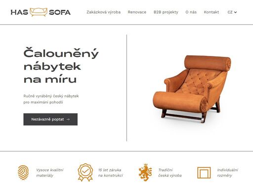 ručně vyráběný český nábytek pro maximání pohodlí. zakázková výroba, přečalounění a renovace