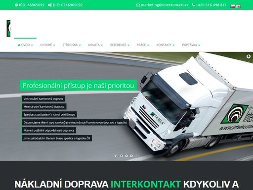 nákladní a kamionová doprava, spedice interkontakt.cz, dopravní a spediční společnost