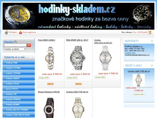 internetovy obchod s nabídkou více než 3000 druhů hodinek 20 značek