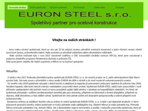 web uskupení firem euron spol. s r.o. a euron steel s.r.o. z března 2016