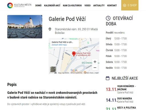 oficiální stránky kultury města mladá boleslav, na kterých naleznete kalendář kulturních akcí, přehled spravovaných míst, videa a fotografie, nebo e-shop se vstupenkami a dalšími produkty.