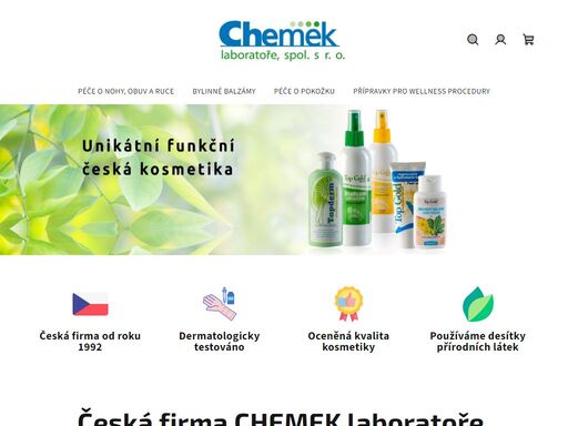 česká firma chemek laboratoře, spol. s r.o. česká firma chemek laboratoře, spol. s r.o. vznikla v roce 1992. jsme čeští výrobci unikátní a funkční kosmetiky. využíváme aktivní látky zejména tuzemského původu.