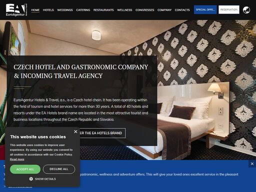 welcome to the website of the biggest hotel and restaurant corporation - euroagentur hotels & travel! we will gladly provide you with high-quality services in our hotels and restaurants and first-class catering services. it will be our pleasure to assist you with the organisation of conferences, social events or gatherings, we will tailor-make the programmes for you. are you searching for the accommodation? try our on-line reservation system then! have you already seen our special offers? they are surely worth seeing as well as our packages! what ever your choice would be, we believe that you will be satisfied with our services. we are here for you!