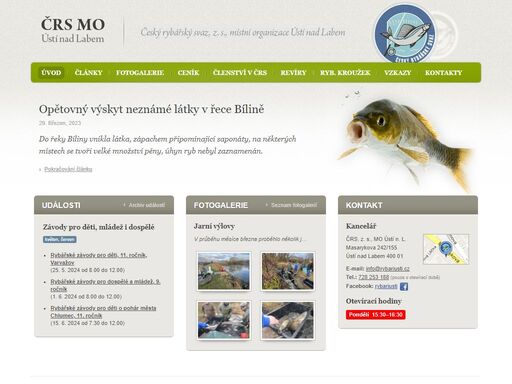 oficiální stránky českého rybářského svazu, z. s., místní organizace ústí nad labem