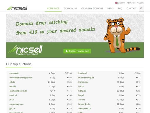 easily & quickly from 10 € to your desired domains with nicsell. simple payment with paypal. free registration. no risk.
