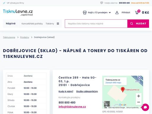 plně zásobená prodejna s tonery a náplněmi do vaší tiskárny -> navštivte tisknulevne.cz - dobřejovice (sklad).