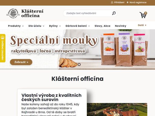 e-shop klášterní officína nabízí bylinné produkty, bylinné likéry, bylinné sirupy, džemy, ovocné šťávy, oleje lisované za studena a další doplňky stravy.