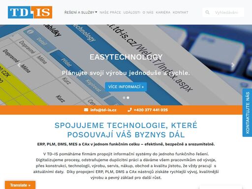 td-is potřebujete informační systém? najdeme to správné řešení pro vás. dodáme, implementujeme, školíme systémy a řešení pro průmyslovou výrobu. vyvýjíme vlastní produkty easyarchiv , easytechnology a speciální software na přání zákazníků.