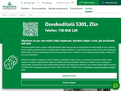 pojišťovna kooperativa - zlín, osvoboditelů 5301, tel.: 730 848 120, e-mail: asovakova@koop.cz, alena sováková - odpovědný vedoucí