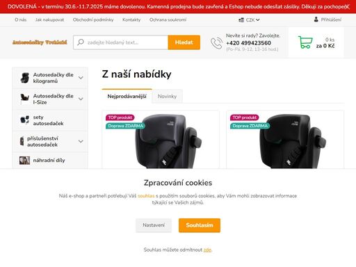 eshop a kamenná prodejna dětských autosedaček