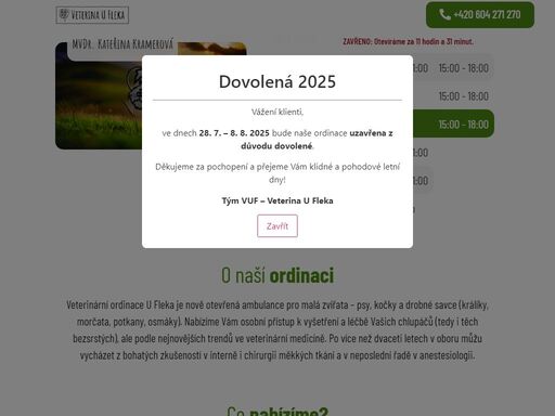 liberecká veterinární ordinace nabízející základní a chirurgické služby pro psy, kočky, králíky, morčata, potkany a osmáky.
