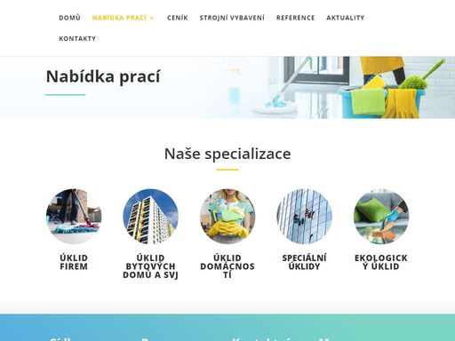 jsme úklidová firma, v oboru fungujeme od roku 1997, za tu dobu jsme získali mnoho zkušeností a vzrostly jsme tak v profesionální firmu.