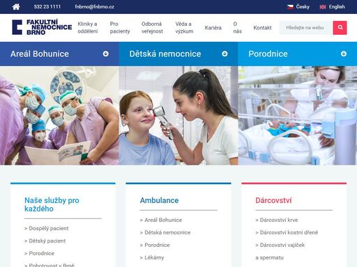 fakultní nemocnice brno: nemocnice bohunice, porodnice, dětská nemocnice, odběrové středisko třebíč