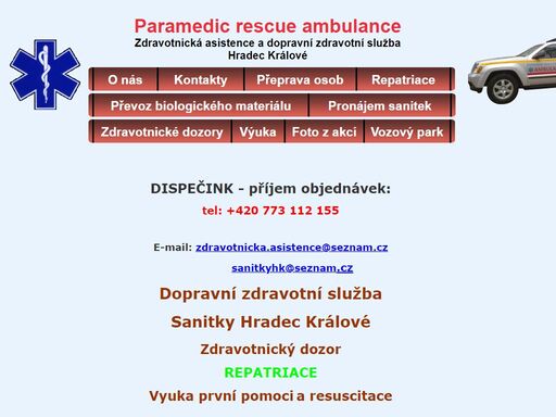 zdravotnická asistence,dopravní zdravotní služba,přeprava zdravotnického materiálu,hradec králové zdravotnická asistence a dopravní zdravotní služba - paramedic rescue ambulance - hradec králové