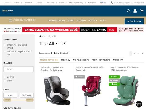 avova dětské autosedačky a kočárky německé výroby.